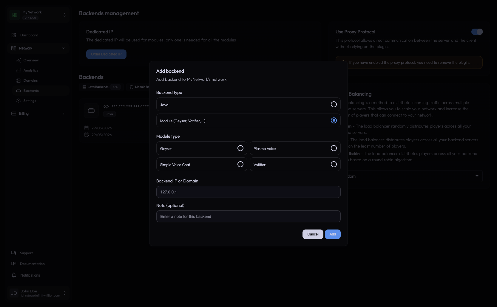 Module type selector