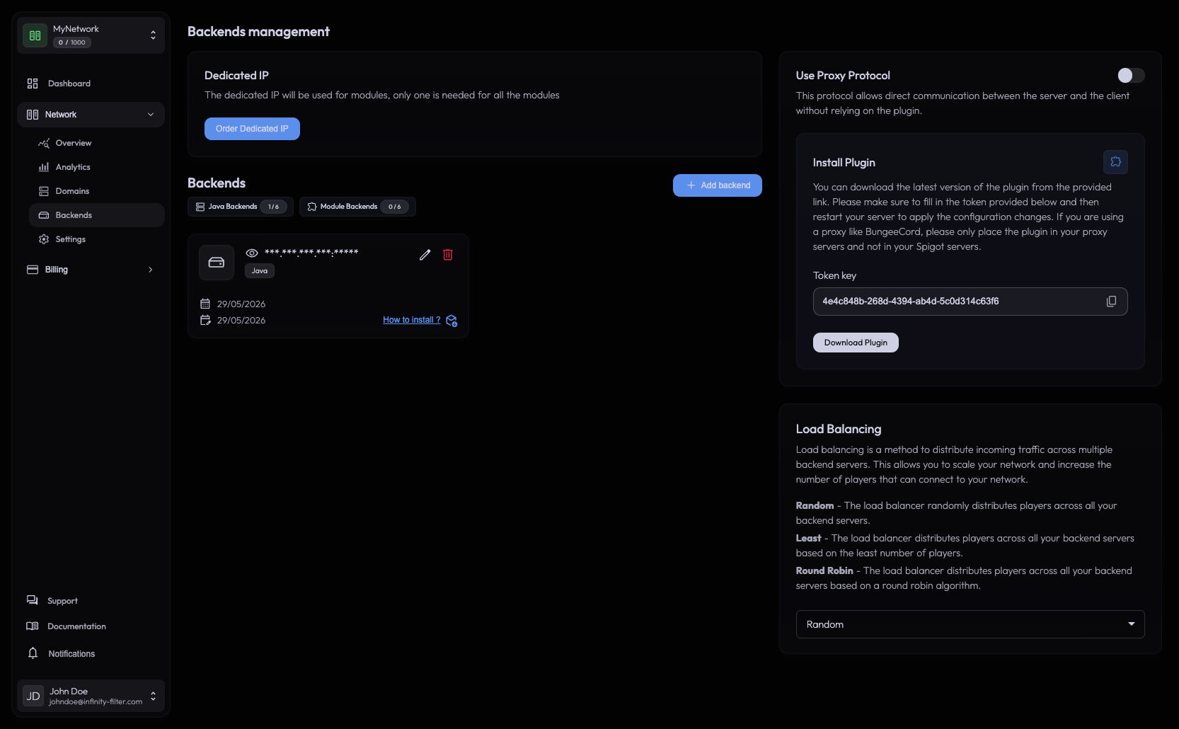 Forward plugin card visible when PROXY protocol is OFF